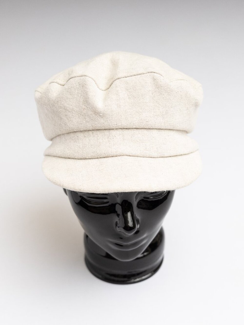 Women's Upcycled Small Beige Linen Military Cadet Army Patrol Hat